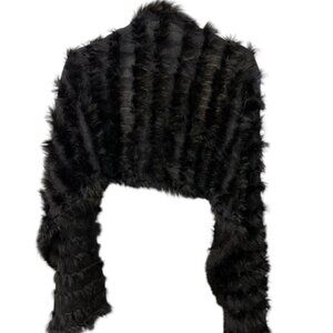 Black rabbit fur shawl wrap